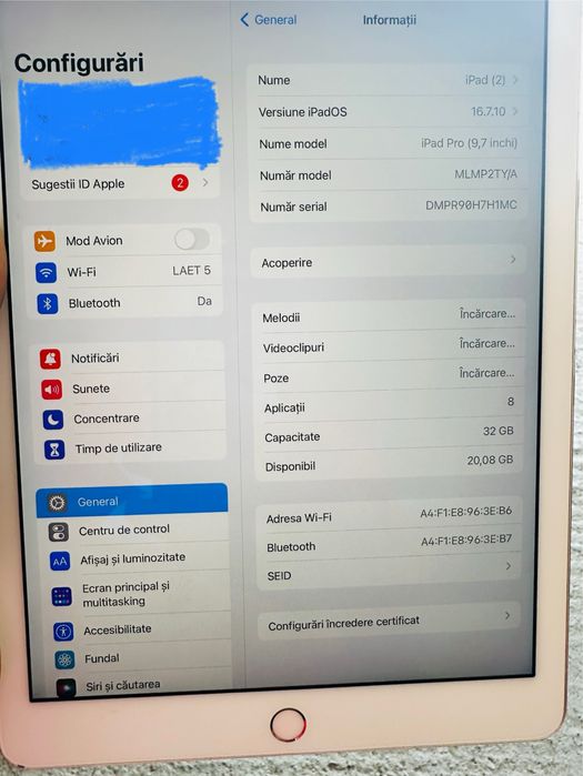 Se vinde Ipad pro 1673-32g