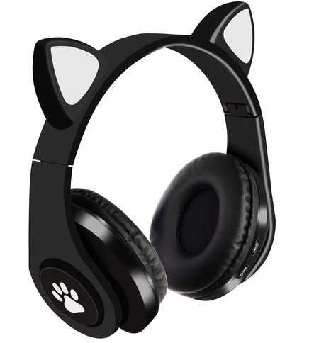 Безжични блутут светещи слушалки котешки уши
