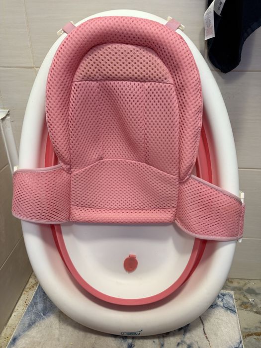 Cădiță pliabilă U-Grow UFB114-P cu reductor detașabil – Roz