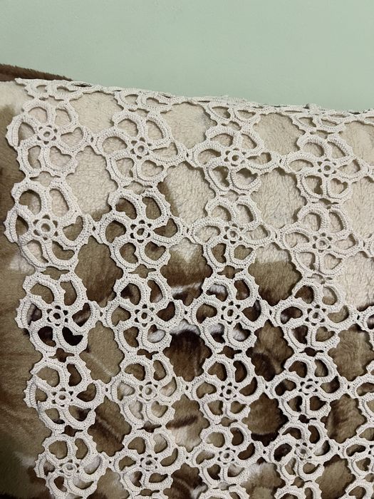 Față de masă macrame, vintage, lucrată manual, pătrată