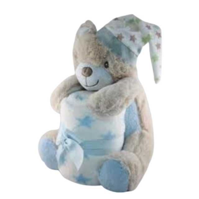 Jucarie Plus Atasament cu paturica 90x75 cm, Iepuras /Ursulet