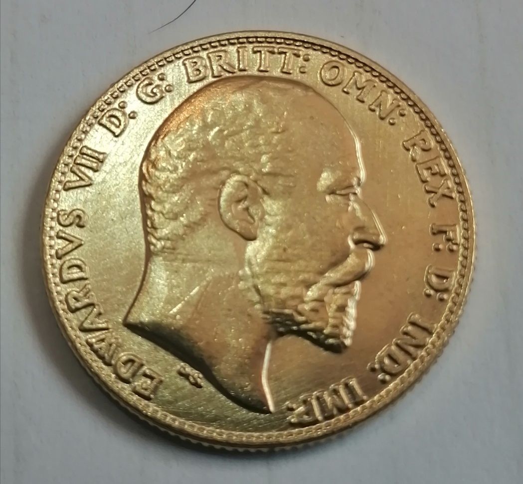 Moneda de 1 sovereign 1902 rebatere modernă
