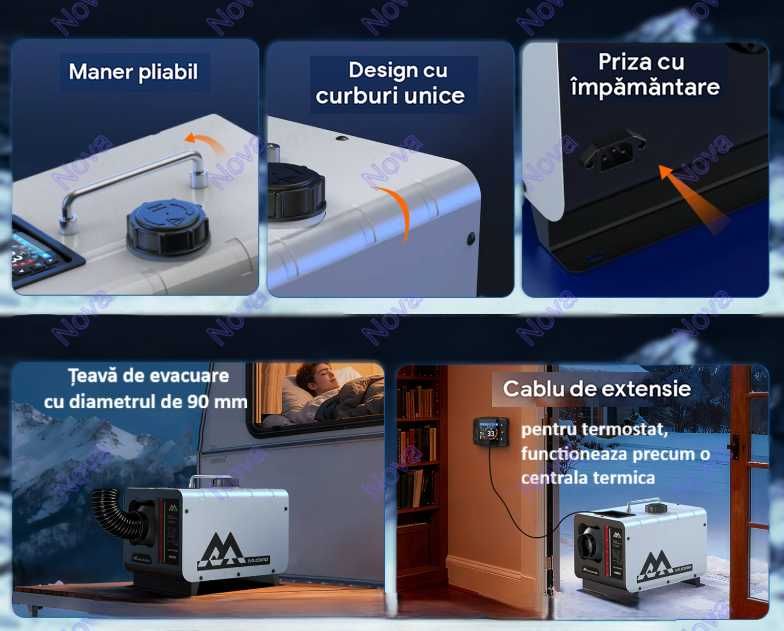 Incalzitor Webasto/Sirocou 8kW cu Termostat Mobil,Bluetooth,Senzor CO