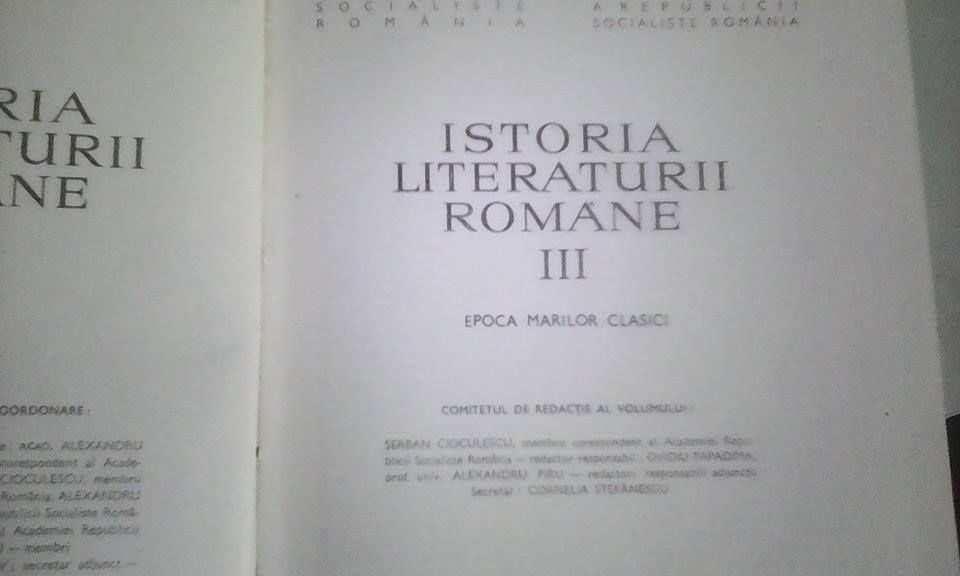 Istoria literaturii romane (vol. 3) - Epoca marilor clasici