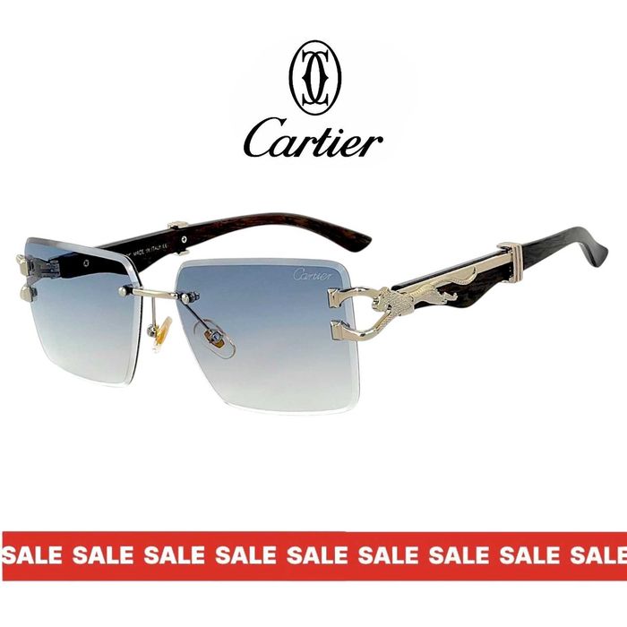 Cartier B PANTH слънчеви очила 2026 – дървена рамка с пантера