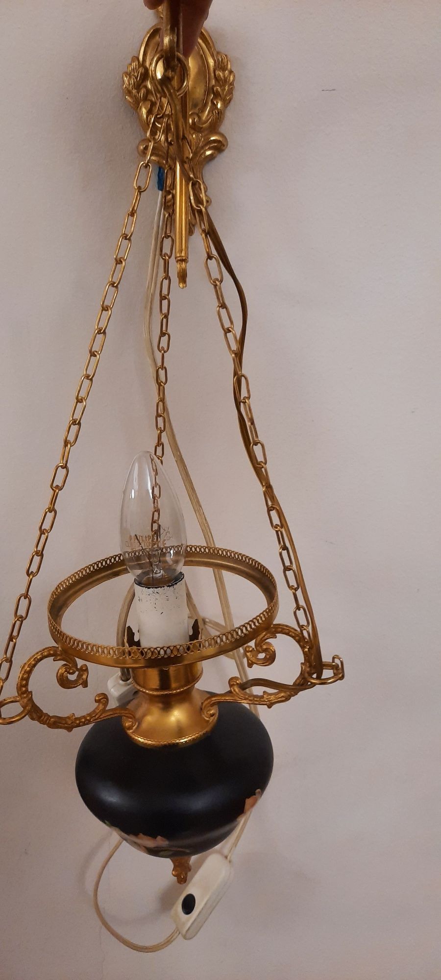 Lampa 3 abajururi  , aplica bronz, abajur