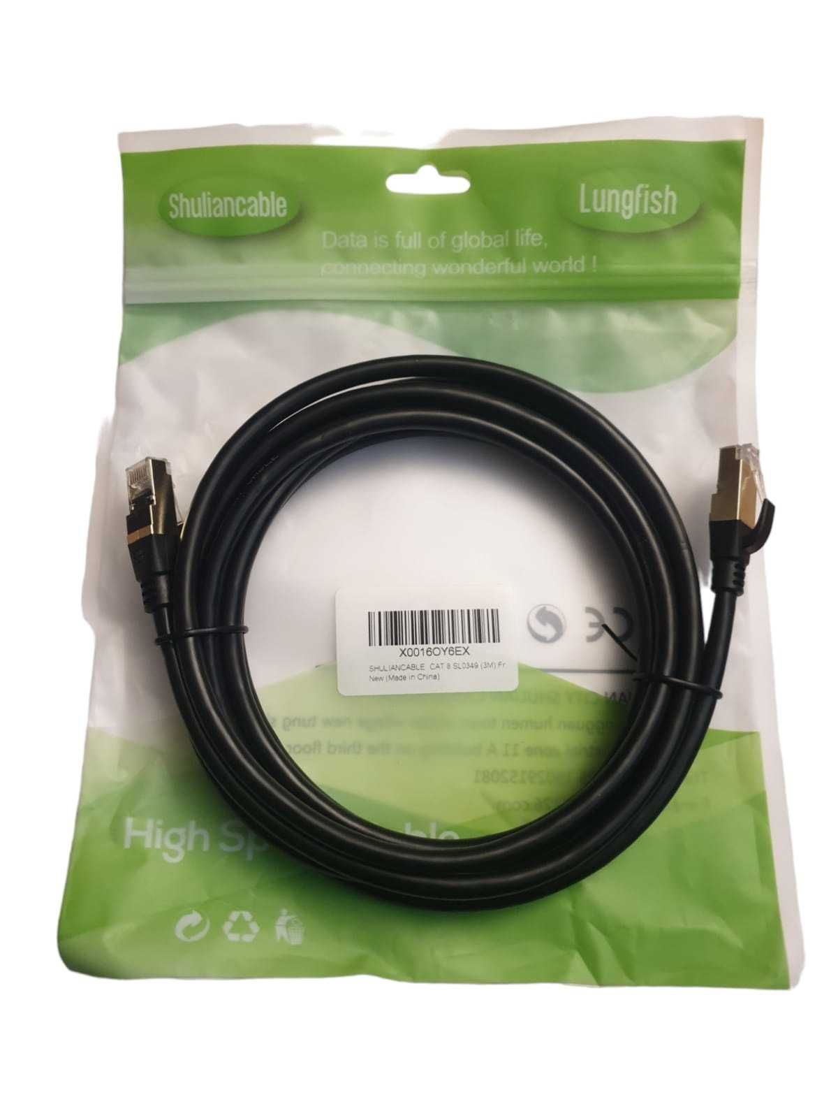 Cablu Ethernet LAN Cat 8 SHULIANCABLE, RJ45, 3 metri, negru