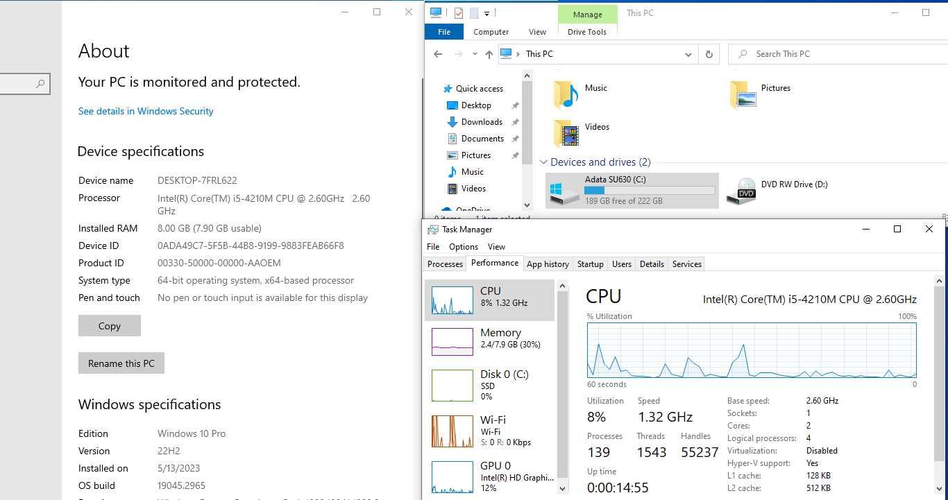 Lenovo ThinkPad L440 - i5 4210M, 8GB, 240GB, 1 час и 30 мин бат.