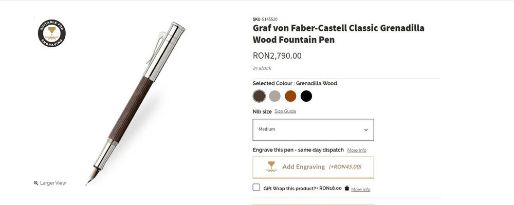 Colecția Graf von Faber-Castell Grenadilla (Stilou+Roler+Pix+Creion)