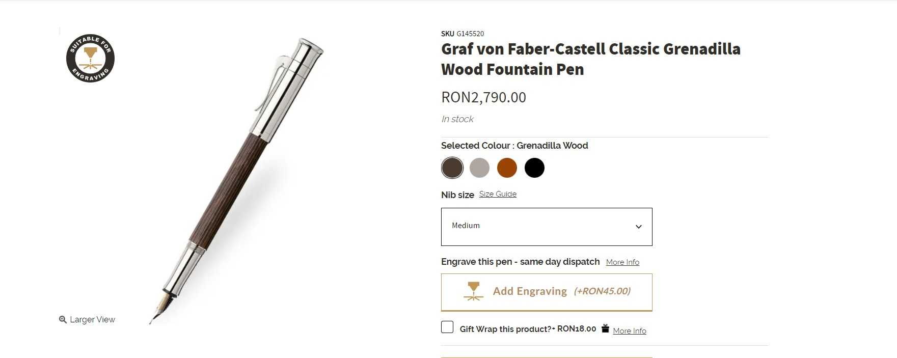 Stilou Graf von Faber-Castell Fountain pen Classic Platinum Grenadilla