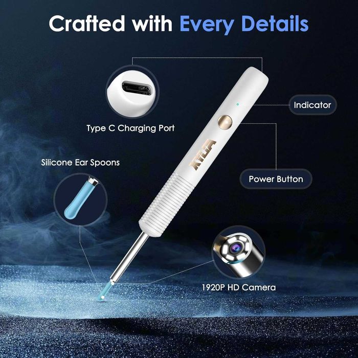 Otoscop - Curățare urechi cu cameră HD 1920P, si WiFi