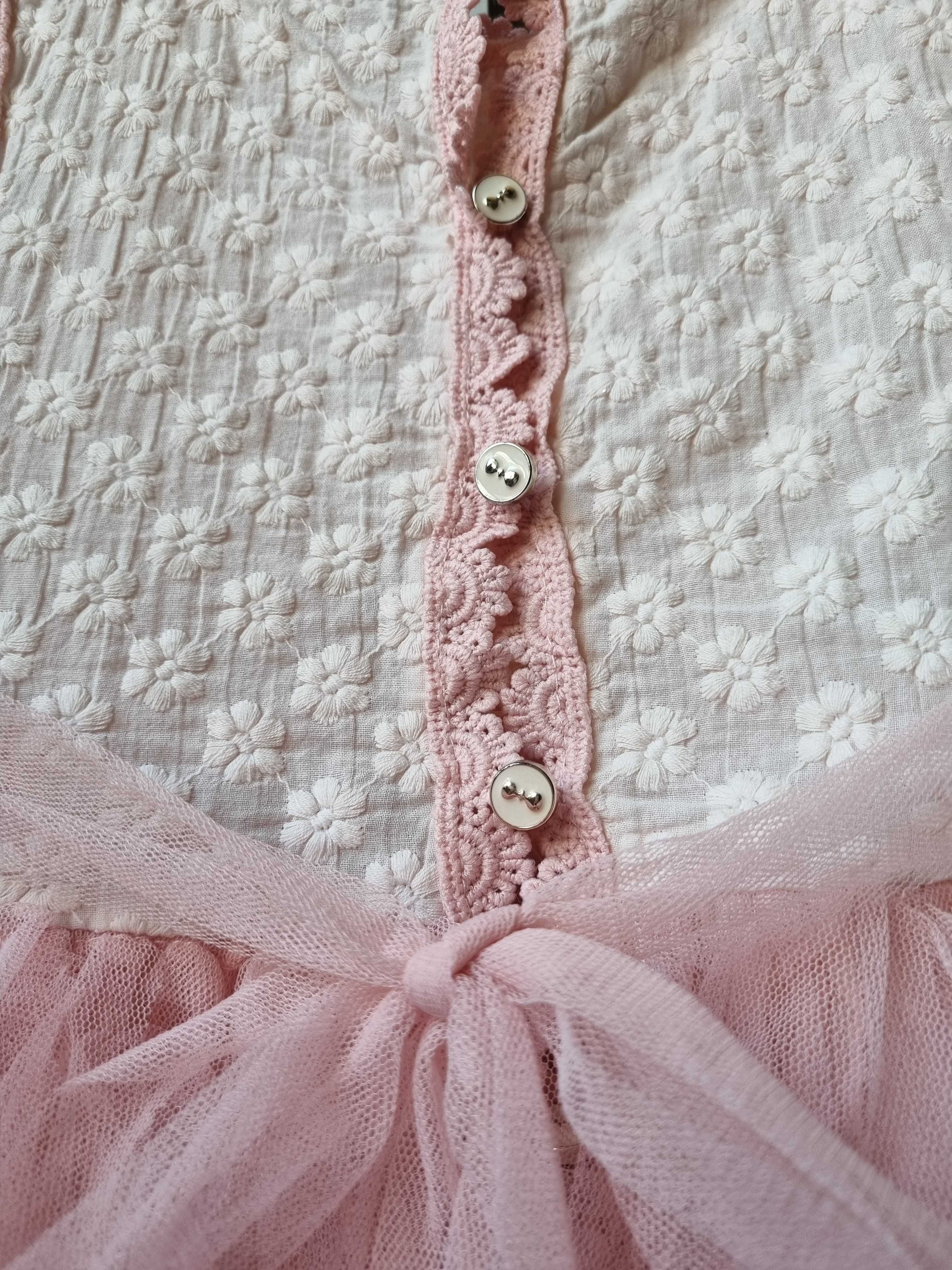 Детска официална розова лятна тюлена  рокля/3-4 г/100 см/отлично с-ние