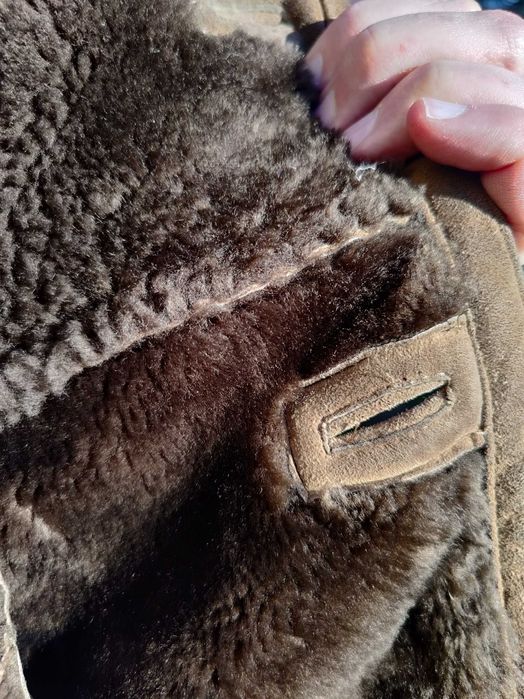 Cojoc barbat piele / blana naturala miel XL 52 NOU Maro   Italy