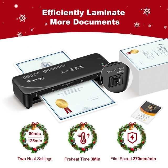 Laminator Bonsaii A4 cu tehnologie anti-blocare, sistem cu 2 role