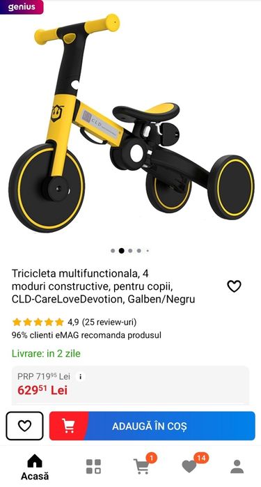 Tricicleta 3 in 1 uonibaby