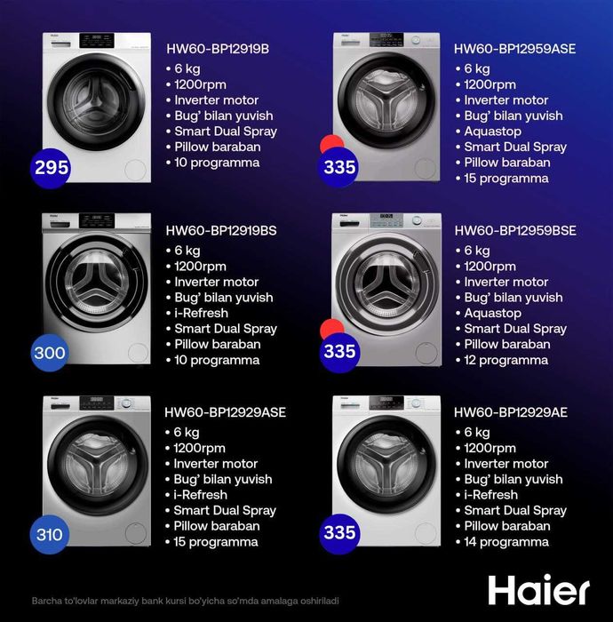 Kir mashina Haier 6kg | Стиральная машина Haier 6 кг  |  Bonusi bilan