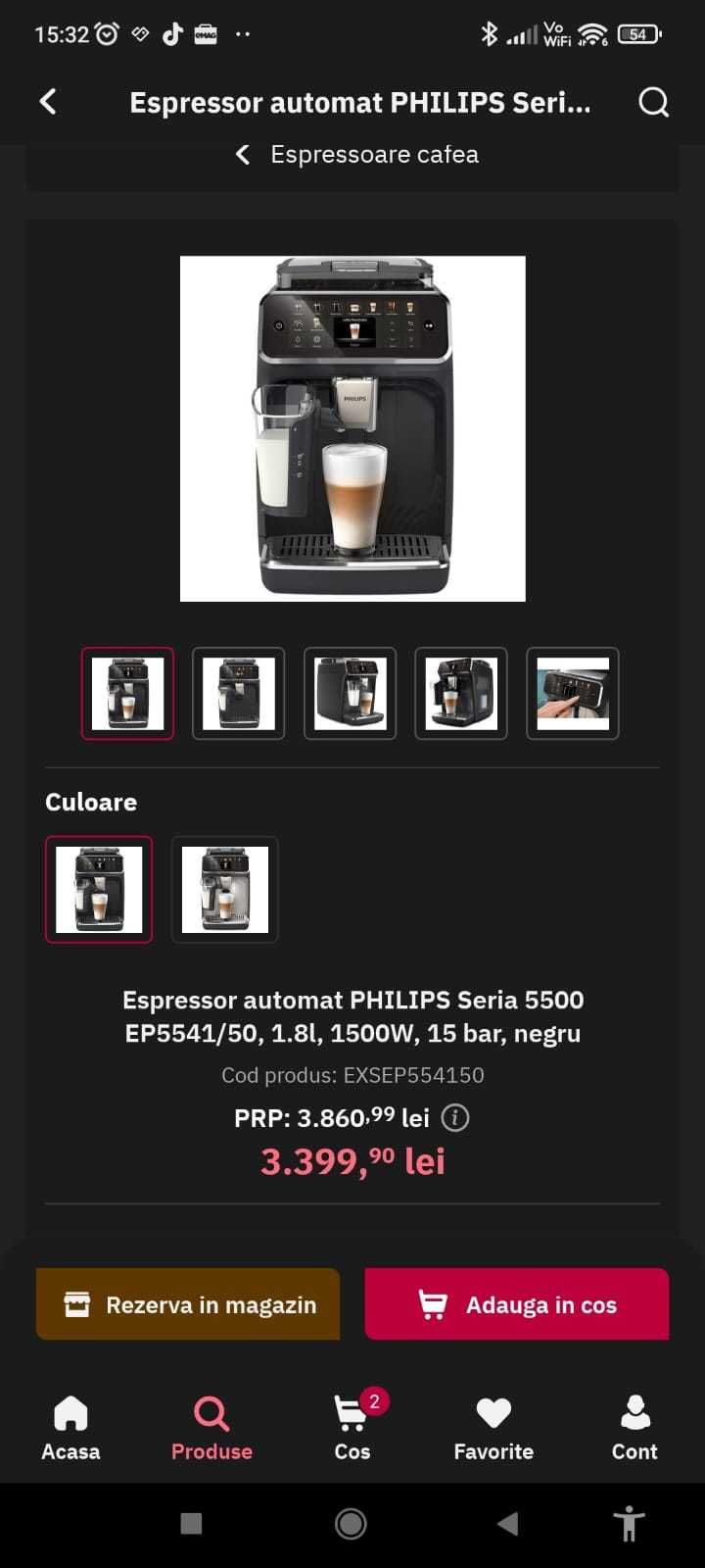 Espressor Philips 5500 LatteGo PREDARE PERSONALA Bucuresti/Ilfov