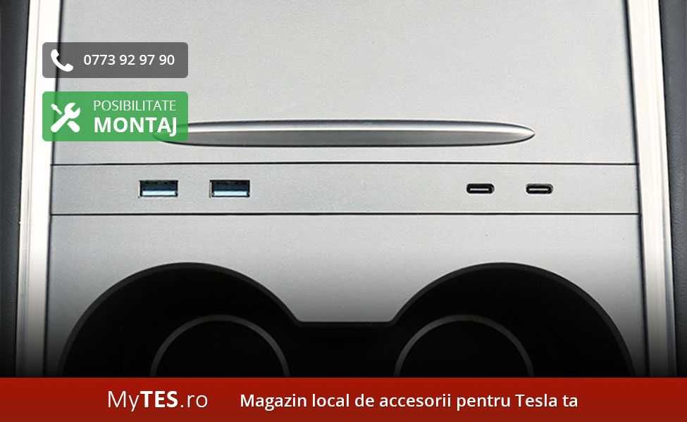 Panou extensie mufe USB (cu/fara lumini ambientale) - Tesla Model 3/Y