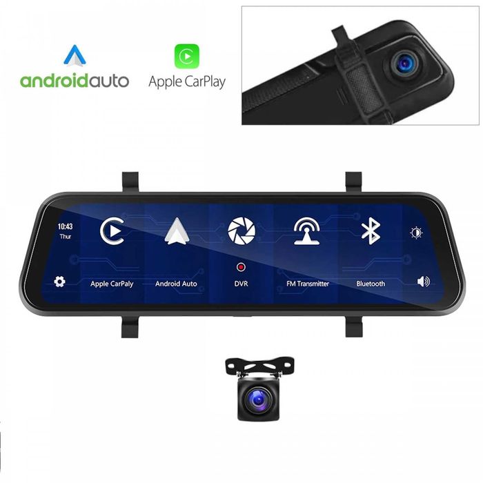 Огледало Видеорегистратор с две камери 9.66inch | СARPLAY,Android Auto