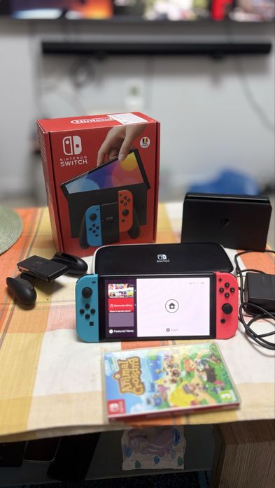 Nintendo Switch Oled+Joc+Card-Pachet Complet-Ca NOU-Cutie-Husa-Super