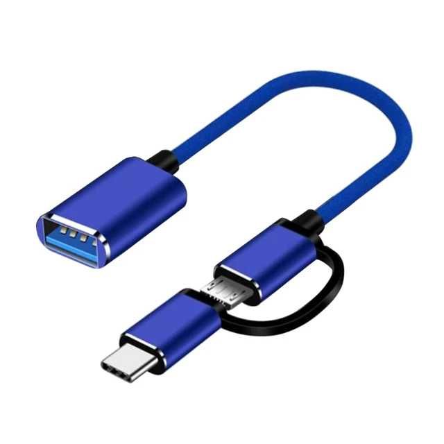 Переходник, Кабель-адаптер 2 в 1, USB 3.0 - Type-C - MicroUSB