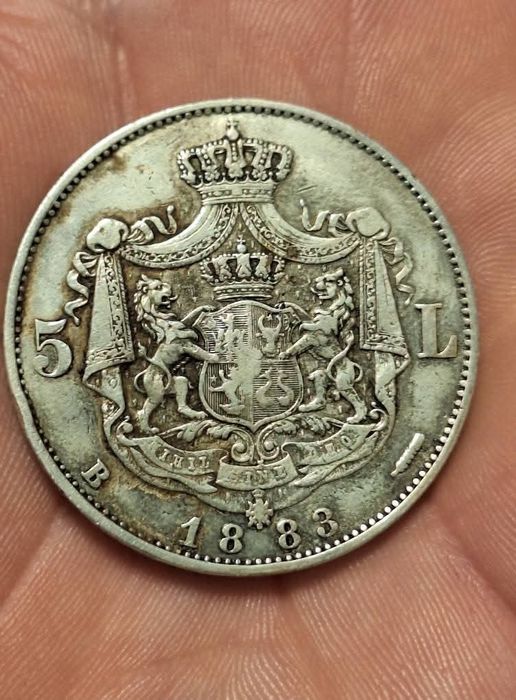 5 lei 1883, dreptunghi la coroana