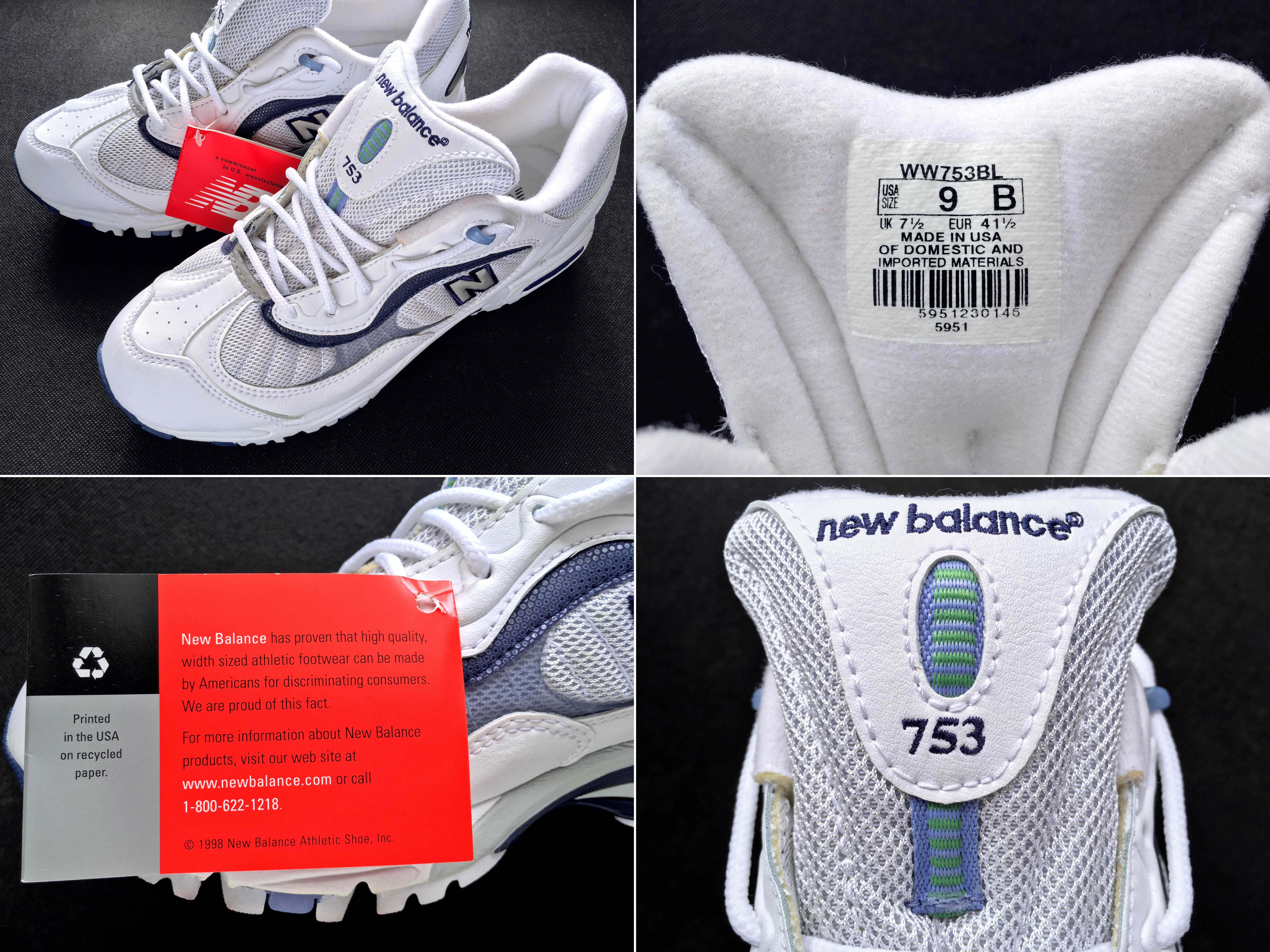 VINTAGE 1998 Made in U.S.A. New Balance® 753 Walking Shoes — 26 CM