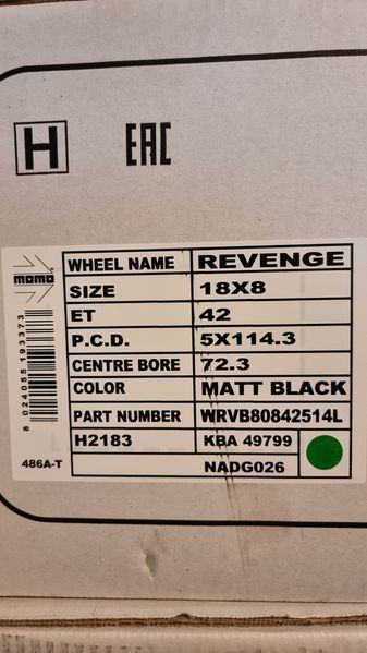 18цола 5x114.3//5х114.3 Toyota Honda Hyundai Kia Mazda Tesla 4бр