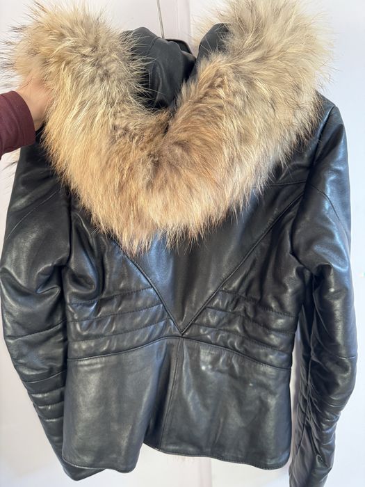 Дамско яке естествена кожа с естествен пух, С-М размер