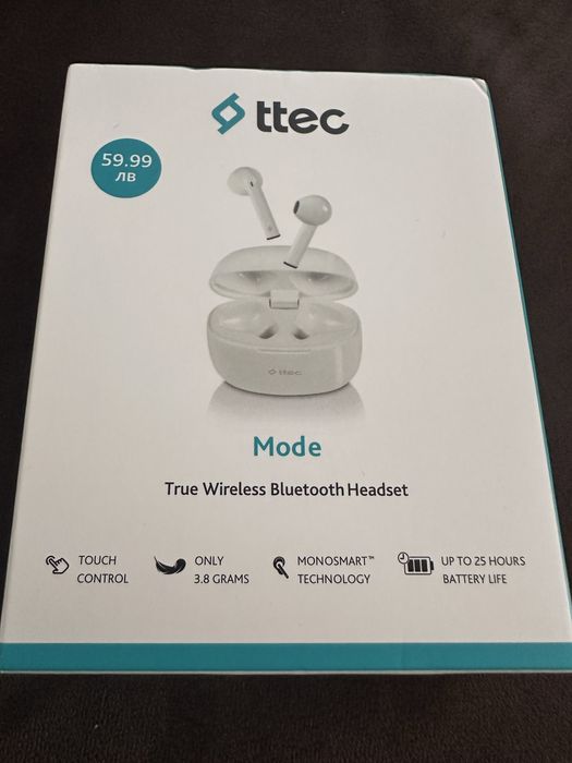 TTEC Mode True Wireless Bluetooth Headset - Безжични слушалки (Бели)