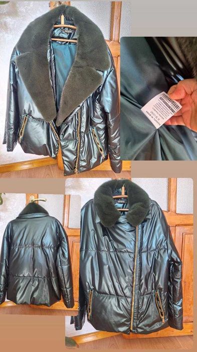 Продам новую куртку изумруд цвет норка воротник