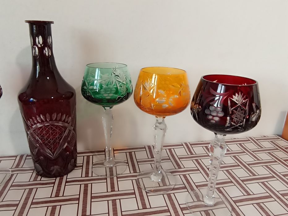 Set pahare bohemia cu sticla