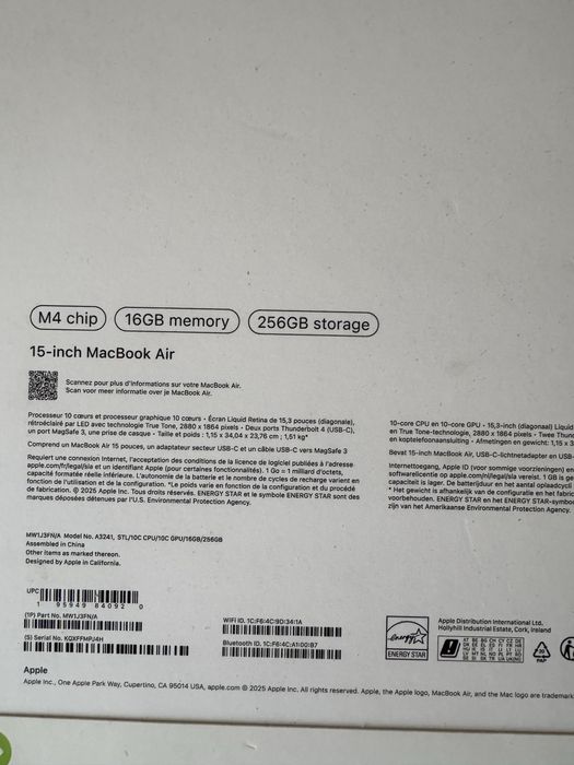 НОВ! Macbook Air M4 15” 16/256 Starlight