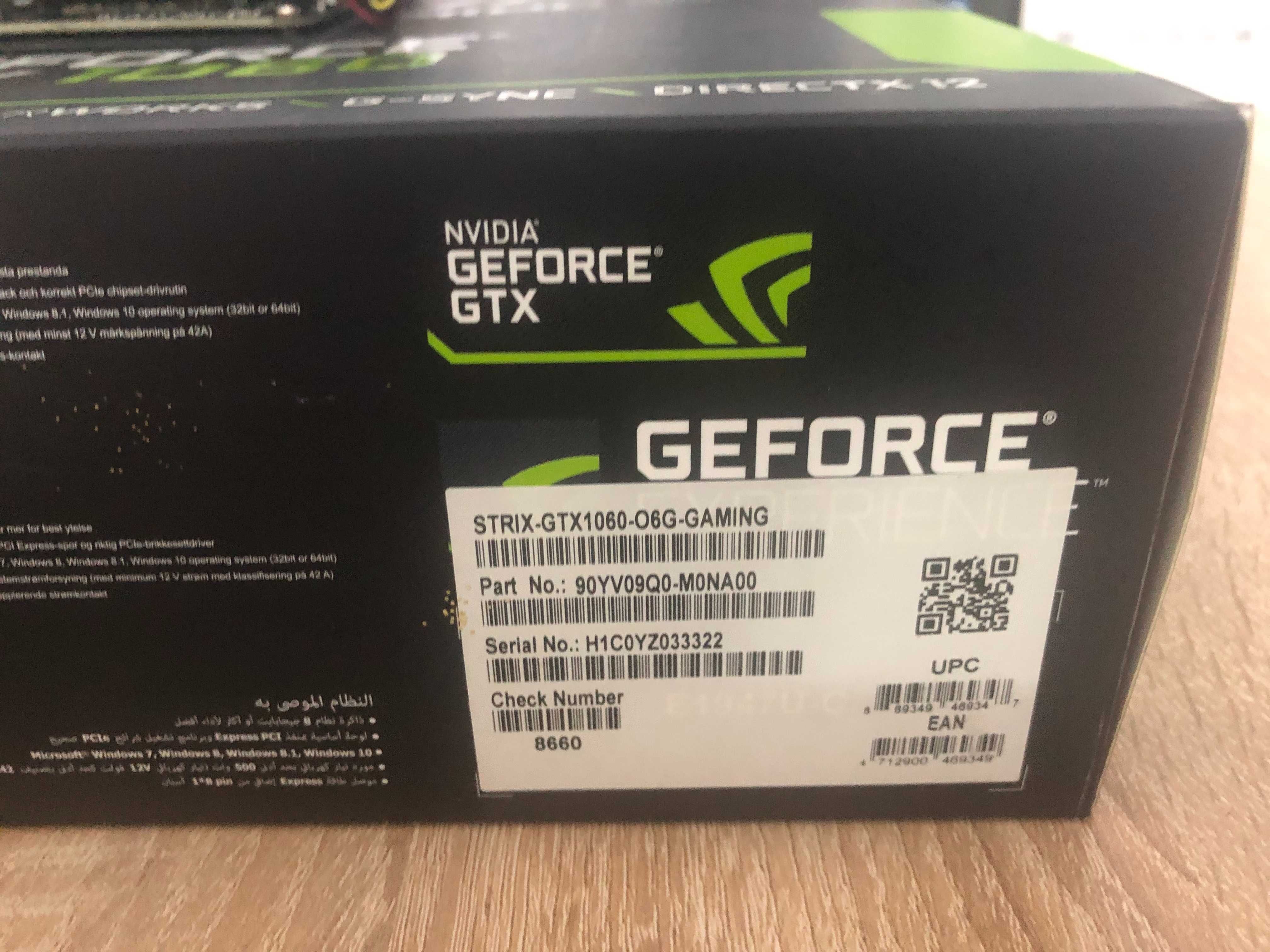 Видеокарту Asus ROG Strix GeForce® GTX 1060 OC edition 6GB.