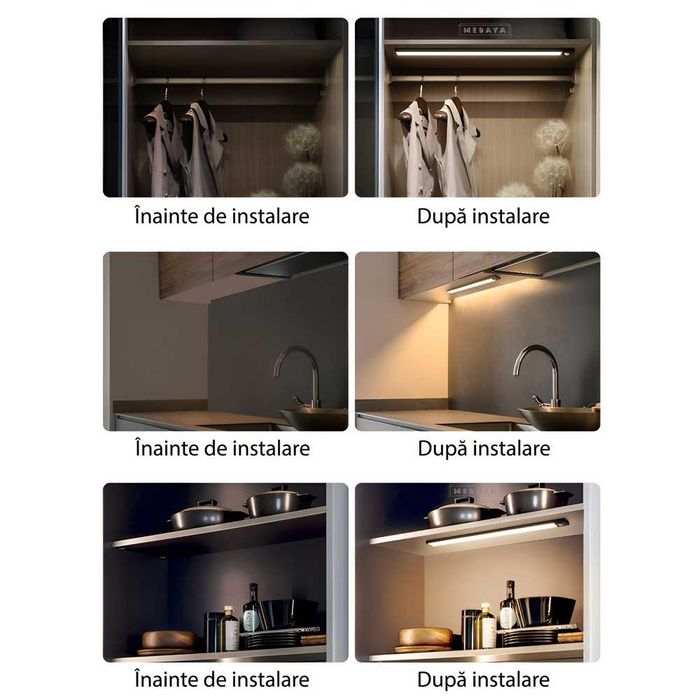 Nou, lampa led cu sensor de miscare, 3 tipuri lumina, acumulator, 40cm