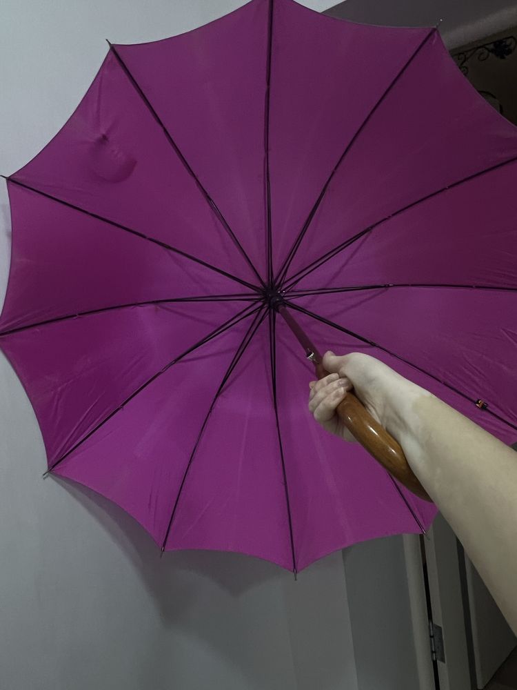 Зонт-трость винтаж розовый большой 1 метр