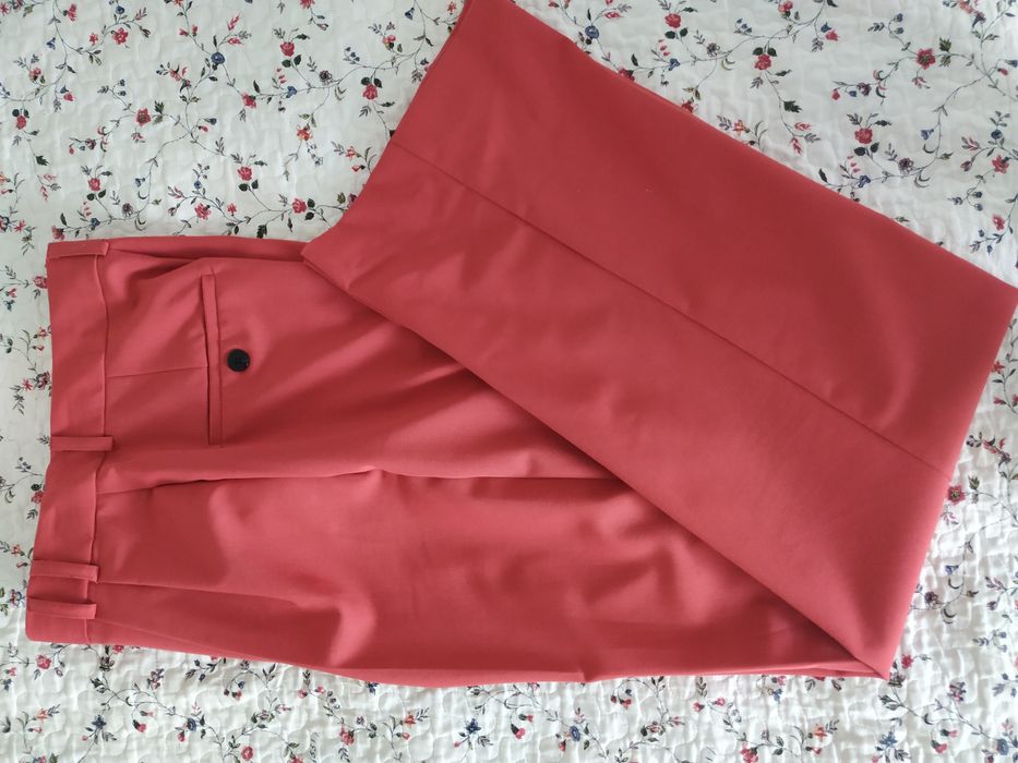 Pantaloni drepti la dunga, roz pudra, S/M