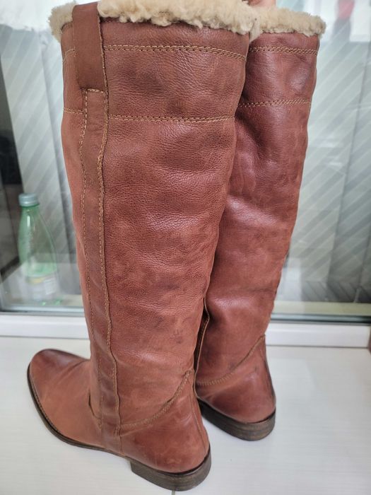 Естествена кожа дамски ботуши 40 номер
