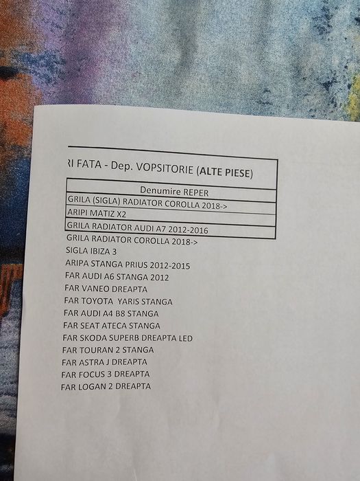 Vand bari fata spate faruri grile