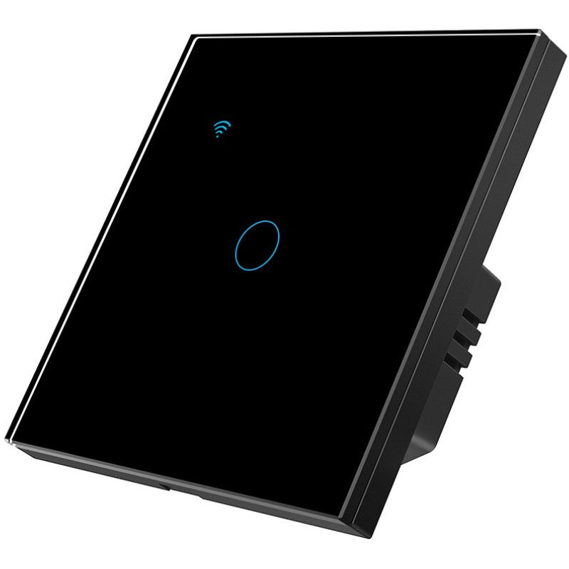 Intrerupator smart touch cap scara/cruce iUni 1F, Wi-Fi, black