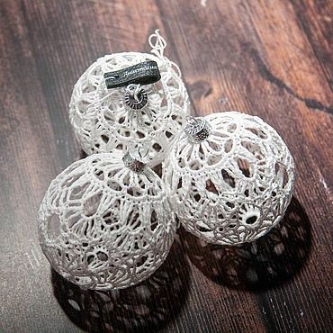 Шар ёлочный вязаный