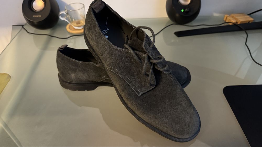 Pantofi derby din piele intoarsa Bershka, Marimea 44, noi nouti