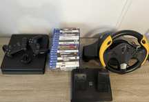 PS4 slim (18 jocuri) +Volan Myria (schimbator,pedale)