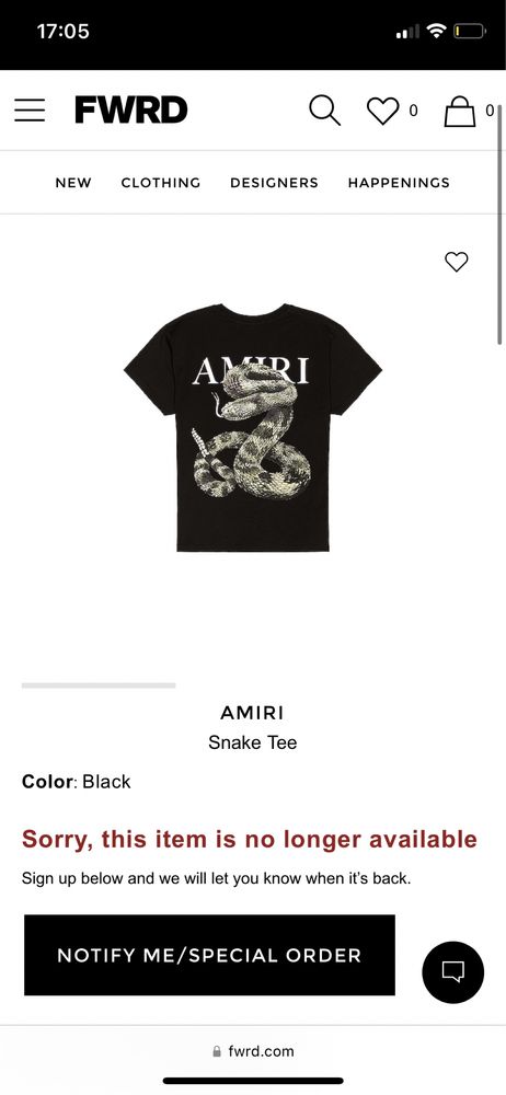 Vand tricou Amiri Snake