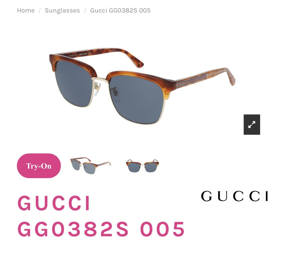 Ochelari de soare unisex Gucci linia albastră maro originali