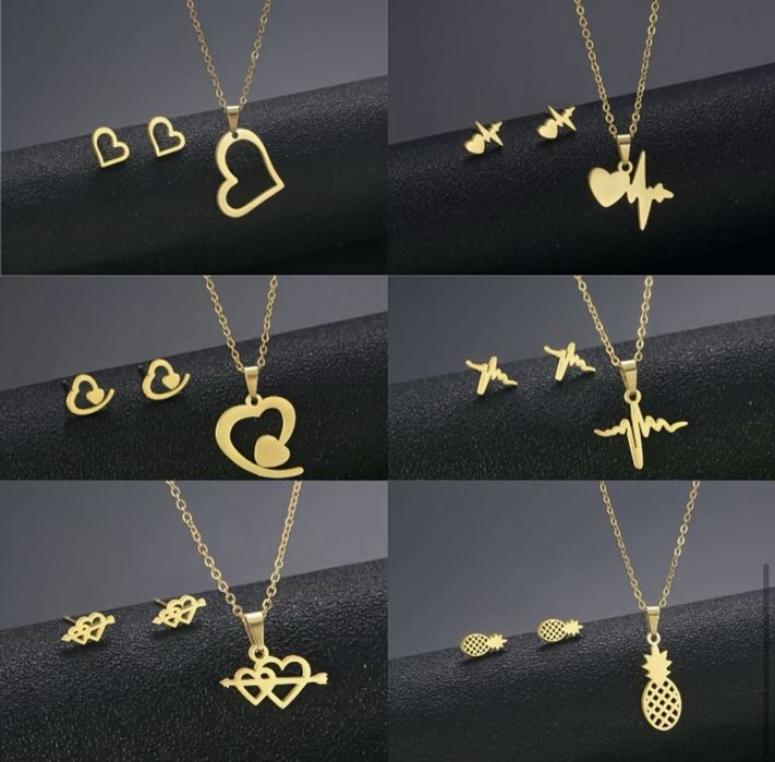 Различни комплекти ( колие и обеци ) с 18к златно покритие