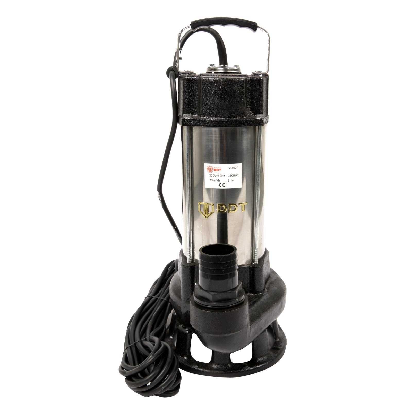 Pompa submersibila cu dublu tocator pentru apa murdara, 1500 W, Inox