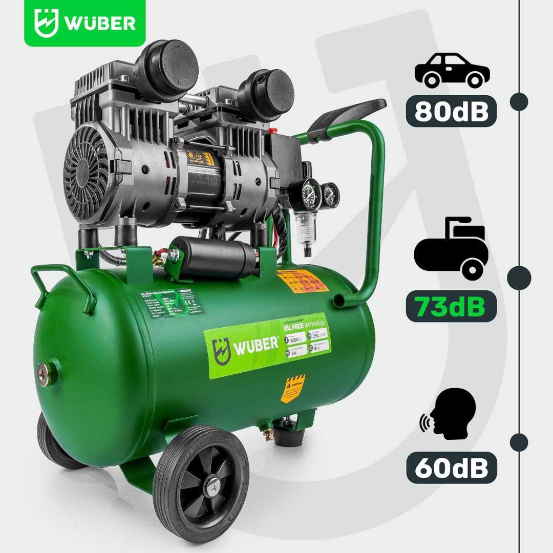 Compresor de aer silentios Wuber, putere 1200W, rezervor 24L