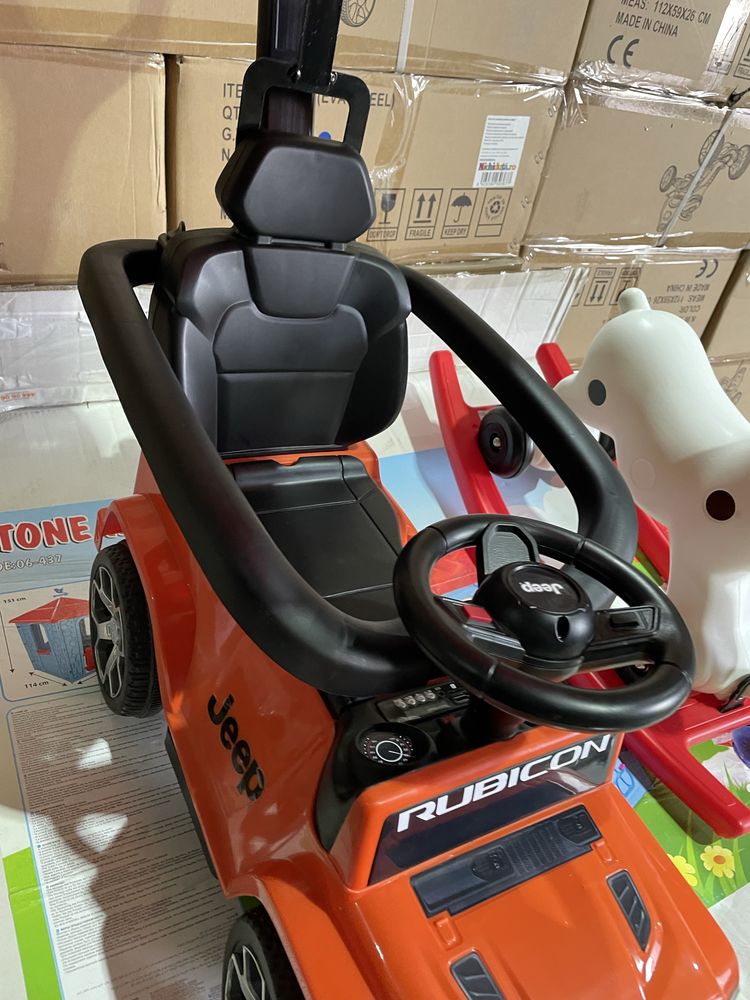 Masinuta fara pedale cu maner parental Jeep Wrangler