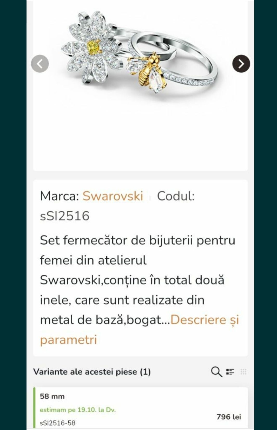 Inel swarovski nou format din doua inele superb